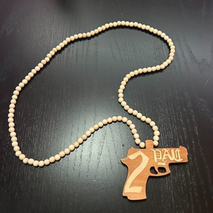 GoodWood NYC‎ 2pac Necklace Wooden Pendant Wooden Beaded